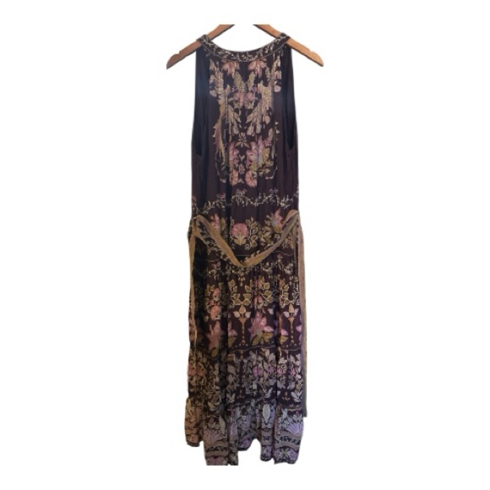 FARM RIO Burgundy Bella Maxi Dress | Tropical Floral Boho Statement | Size L EUC - Picture 6 of 9